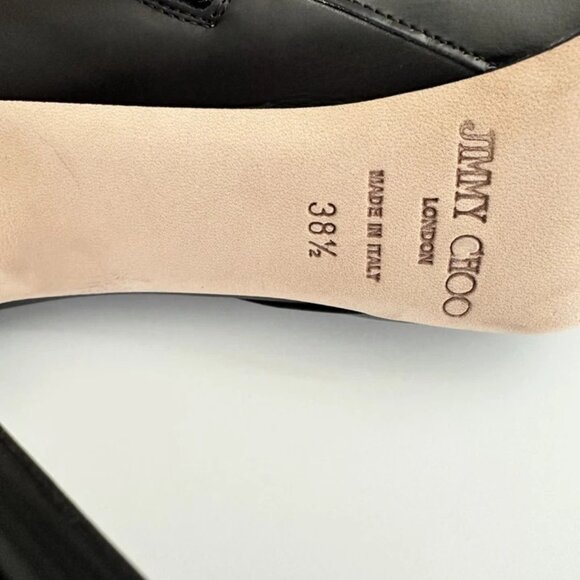 JIMMY CHOO 'Decoy' Black Leather Platform Ankle Booties Boots Size 38.5 - Picture 13 of 14